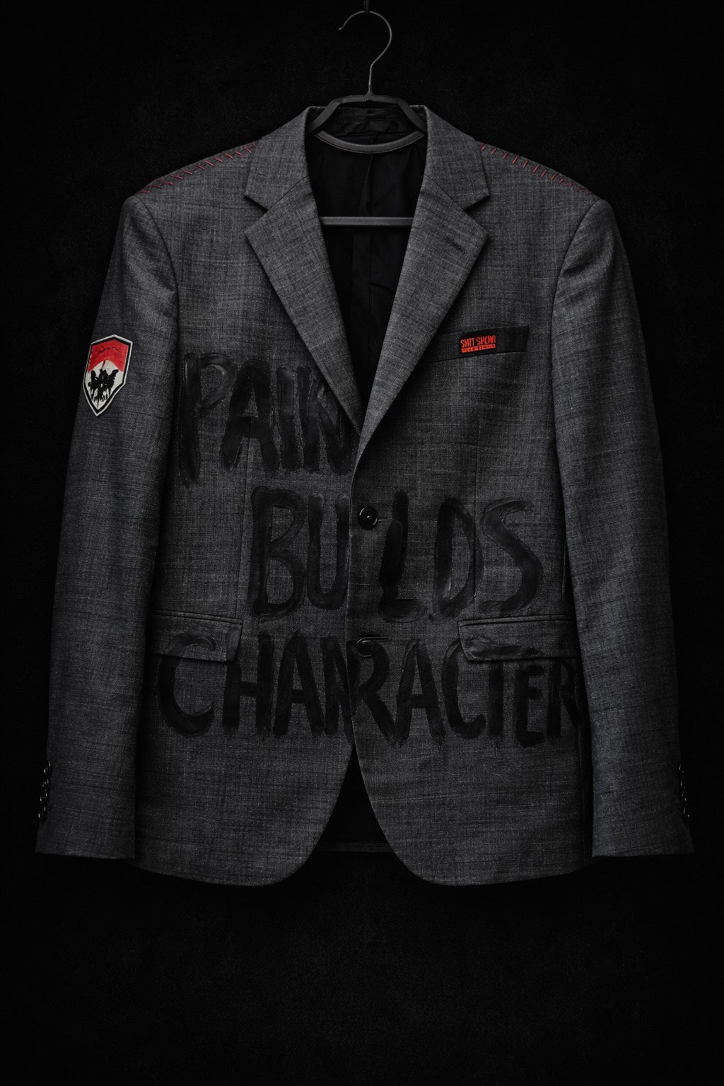 Grey Statement Blazer for Women – Pain Builds Character ByLIST