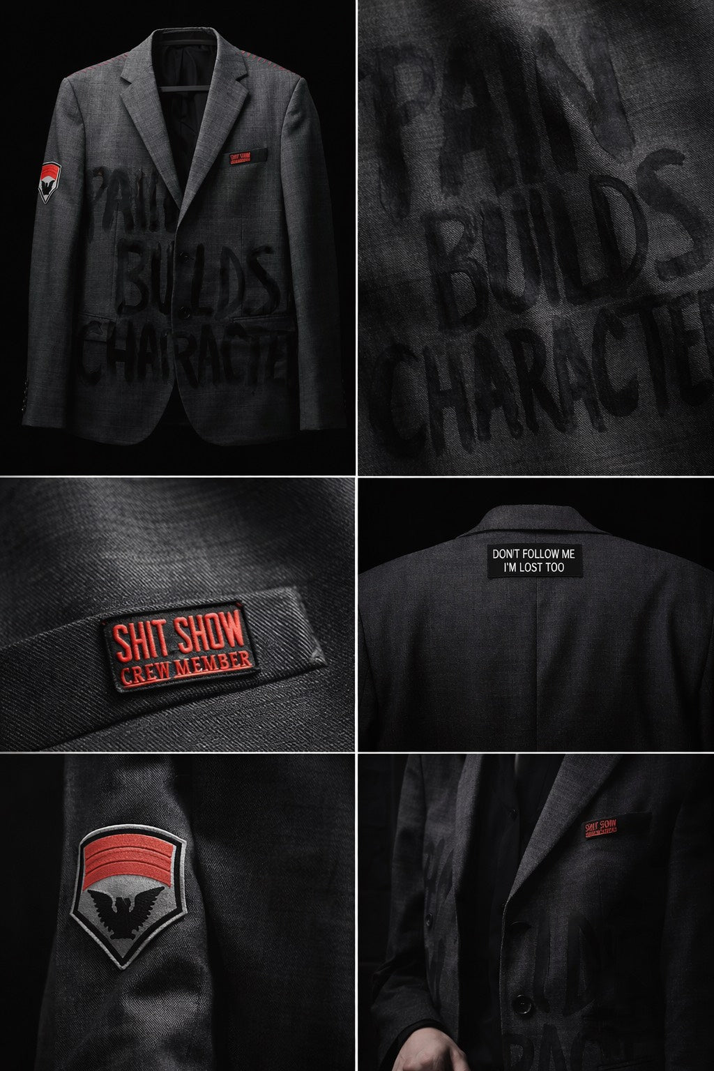 Grey Statement Blazer for Women – Pain Builds Character ByLIST