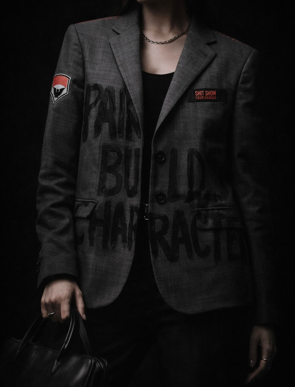 Grey Statement Blazer for Women – Pain Builds Character ByLIST