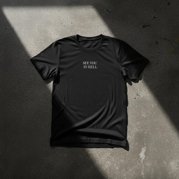 Premium Unisex T-shirt with dark humor quote - See You In Hell