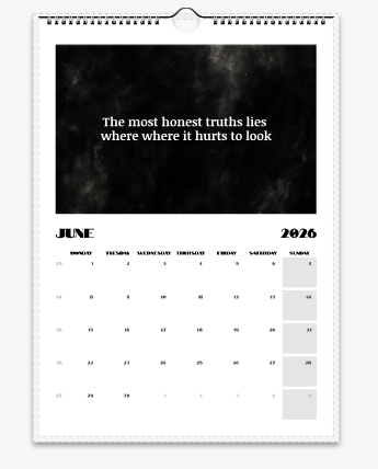 Dark Life Quotes Wall Calendar 2026 – Inspiring & Thought-Provoking Black Aesthetic Calendar