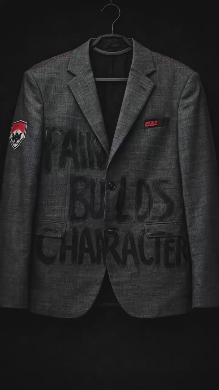 Grey Statement Blazer for Women – Pain Builds Character ByLIST